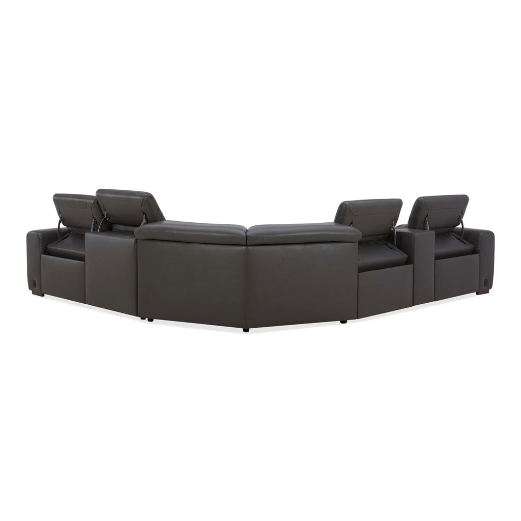 Karson Dark Grey Leather Power Reclining Sectional Sofa