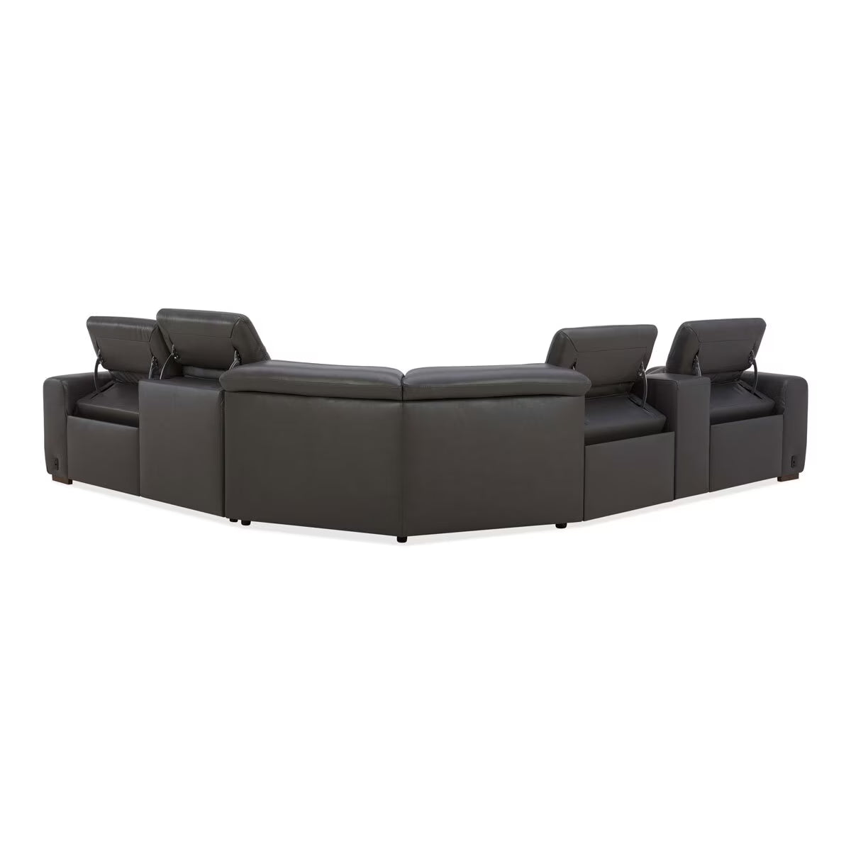 Karson Dark Grey Leather Power Reclining Sectional Sofa