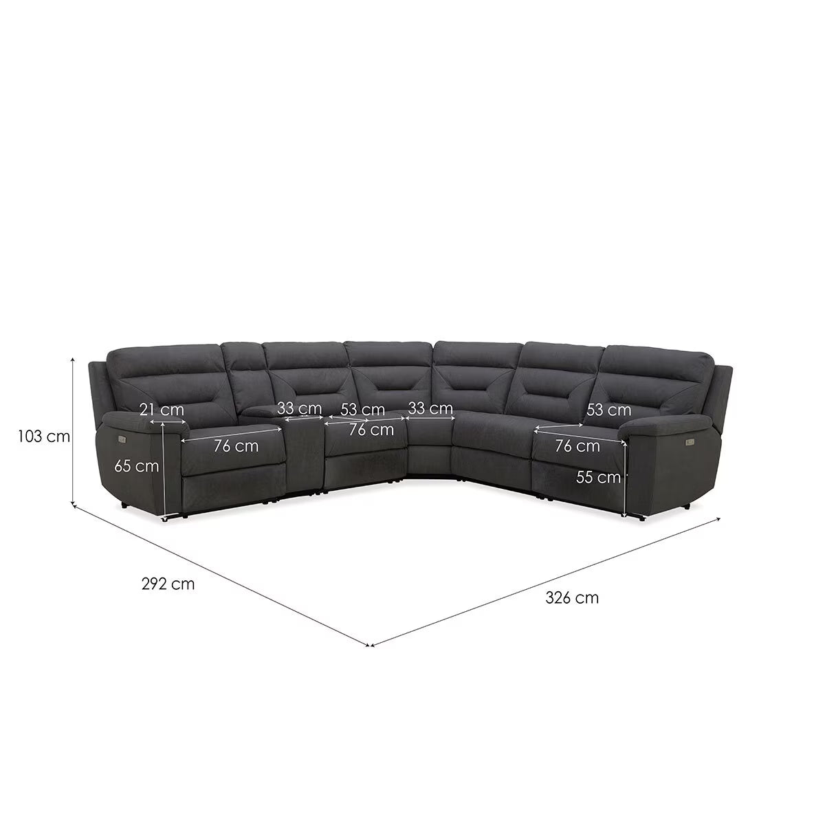 Justin Grey Fabric Power Reclining Sectional Sofa