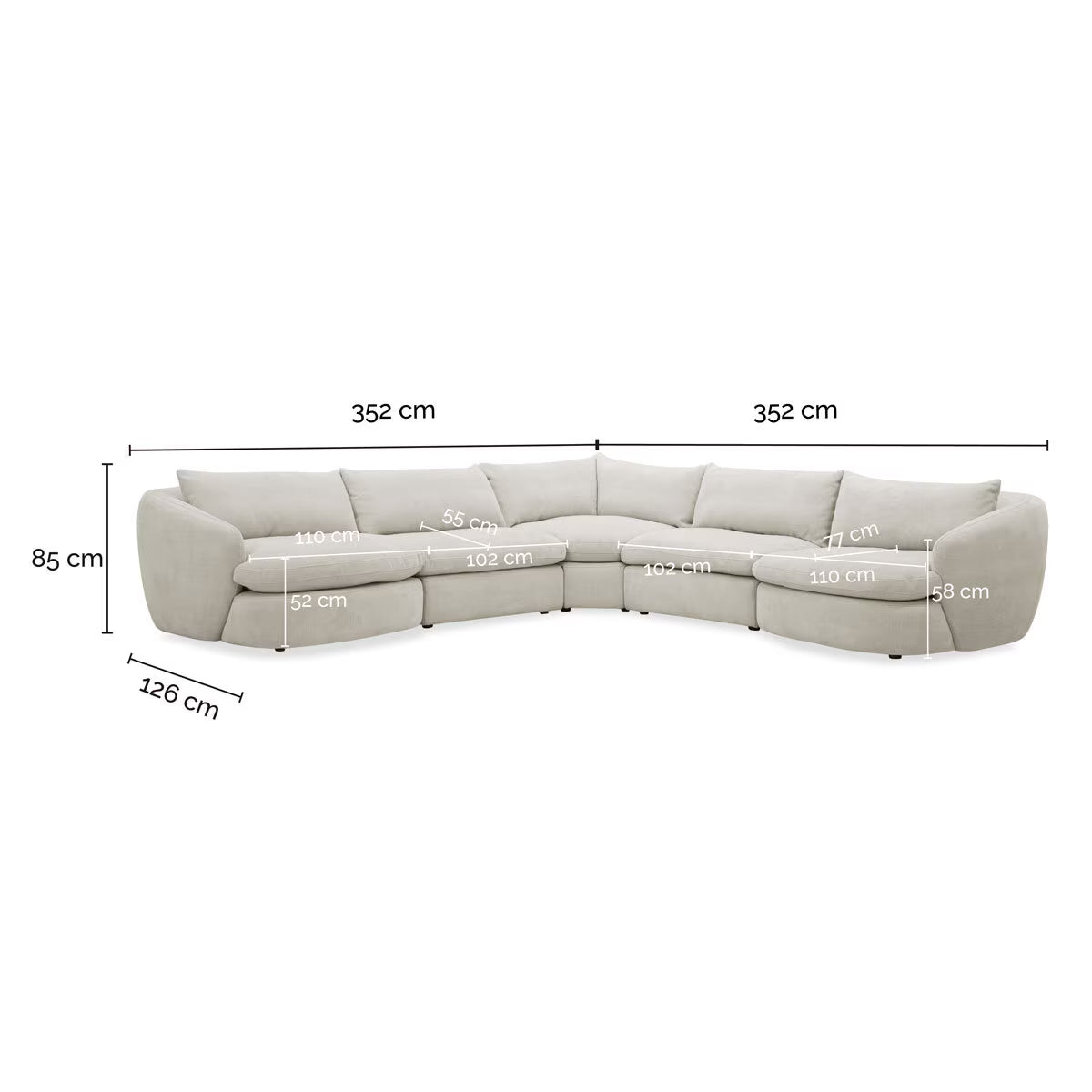 Holley Beige Fabric 5 Piece Modular Sofa
