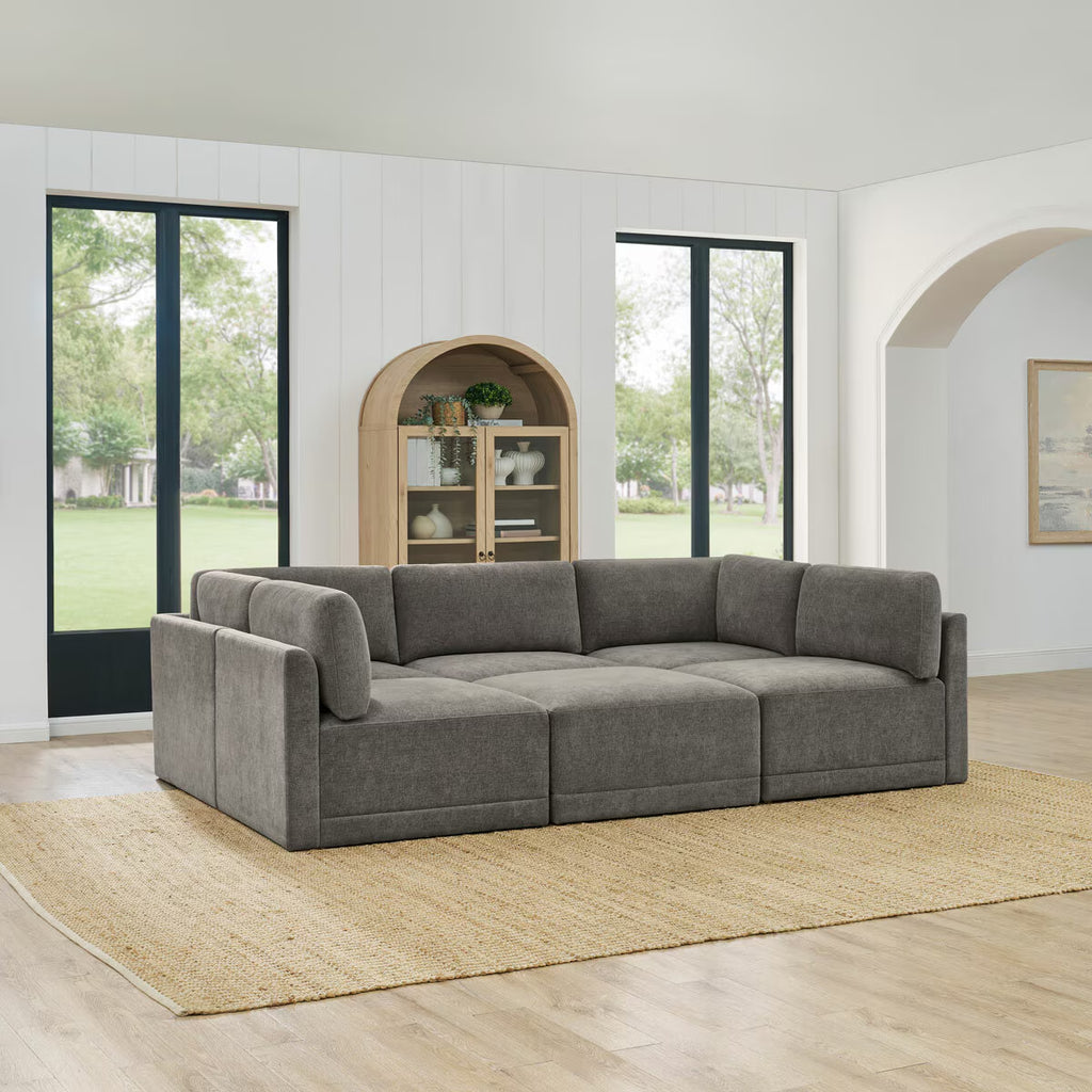 Fallon Grey 6 Piece Modular Fabric Sofa