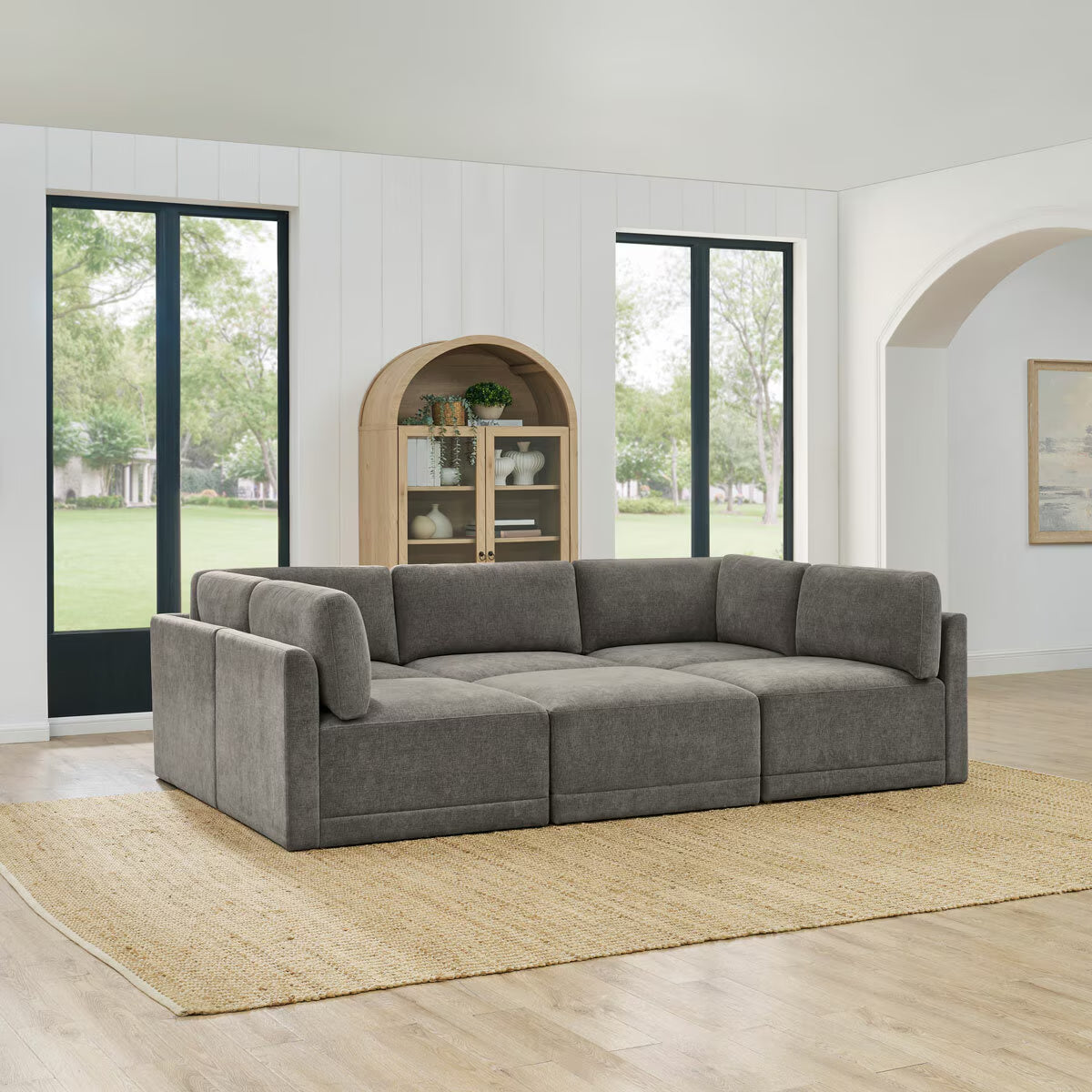 Fallon Grey 6 Piece Modular Fabric Sofa