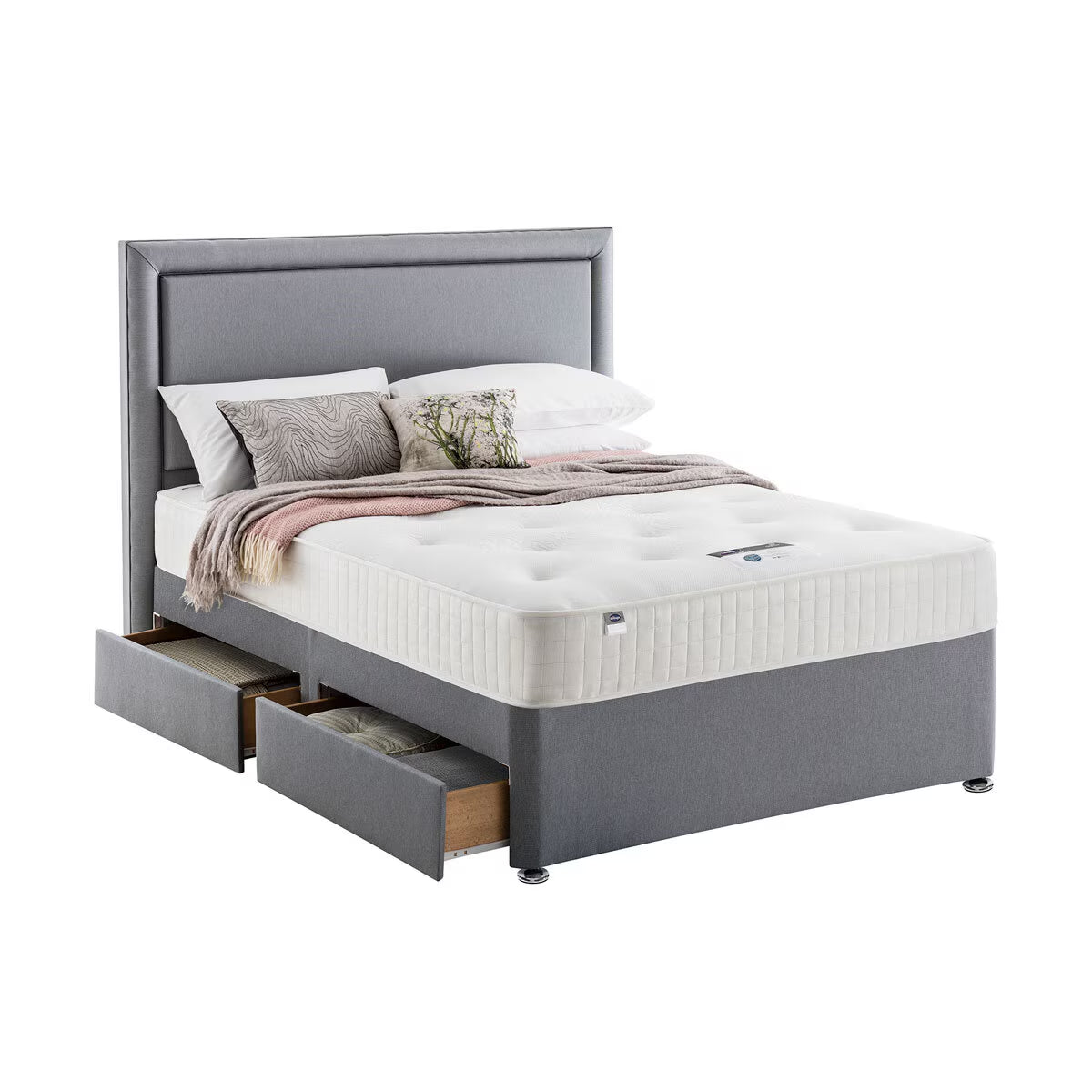 1400 Pocket Ortho Mattress & Slate Grey 4 Drawer Divan, Double