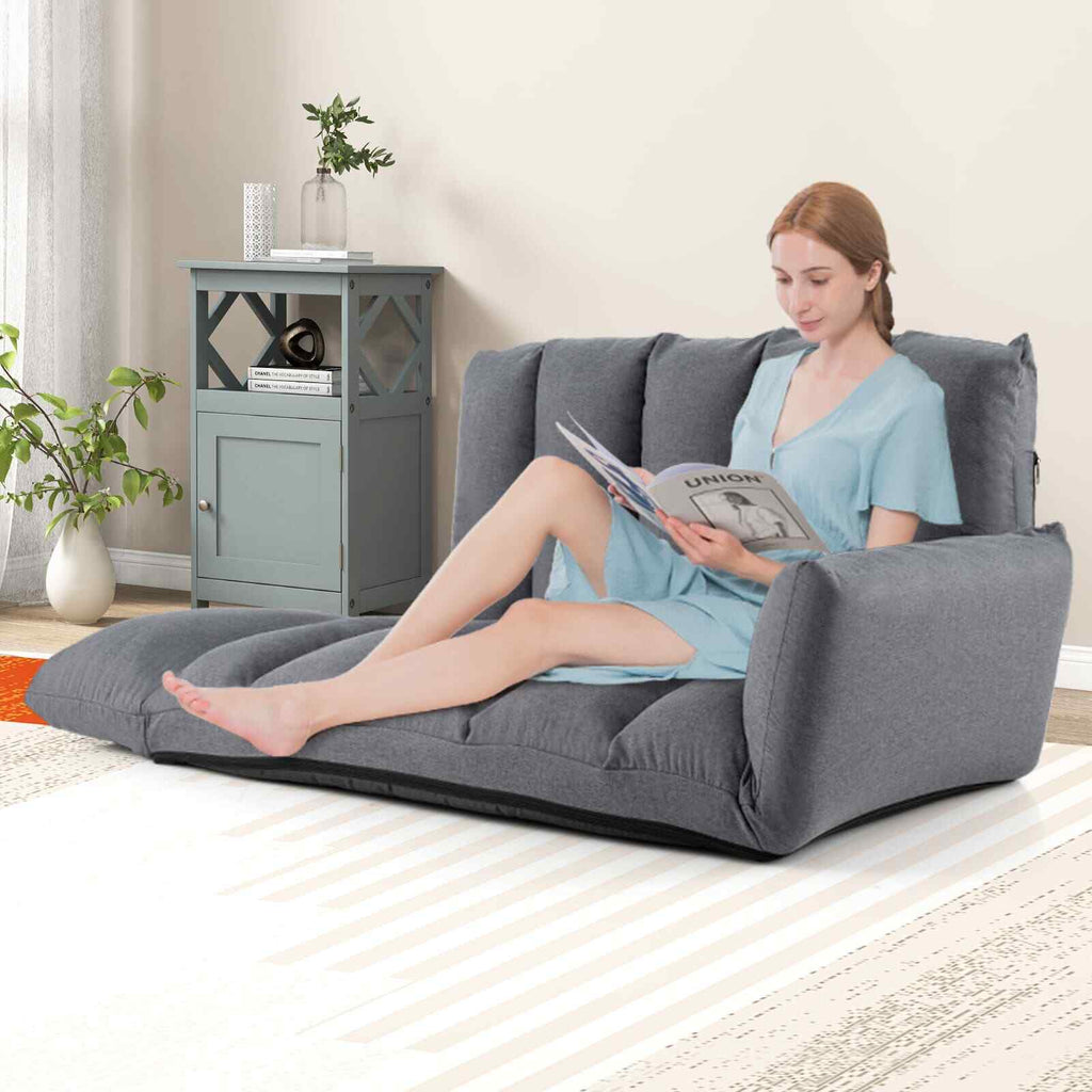 COSTWAY Foldable Floor Sofa Upholstered Recliner Chair W/Adjustable Backrest
