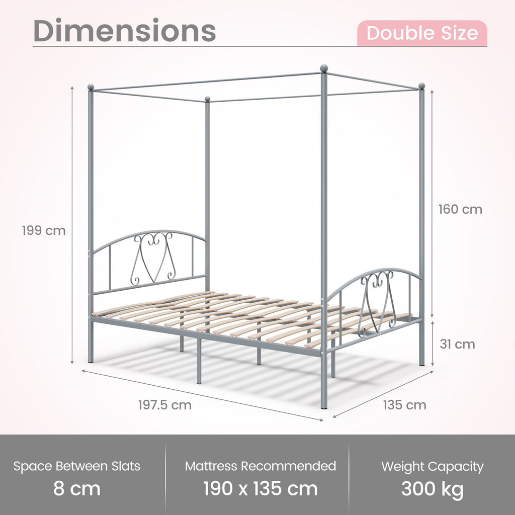 Double Size Metal Canopy Bed Frame