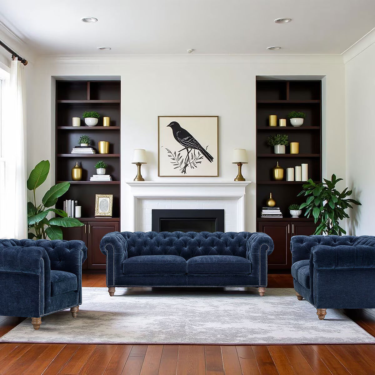 Allington 2 Seater Navy Fabric Chesterfield Sofa
