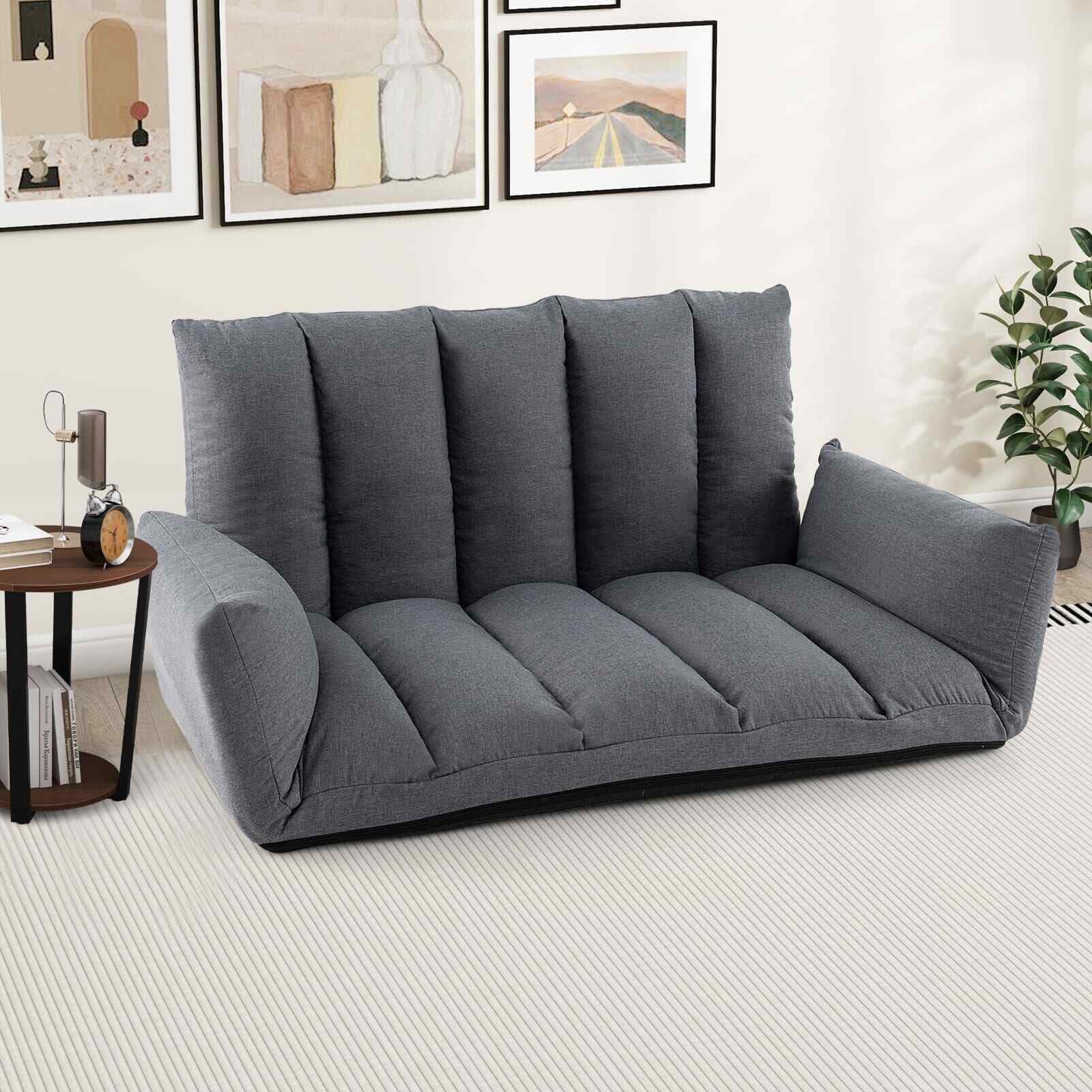 COSTWAY Foldable Floor Sofa Upholstered Recliner Chair W/Adjustable Backrest