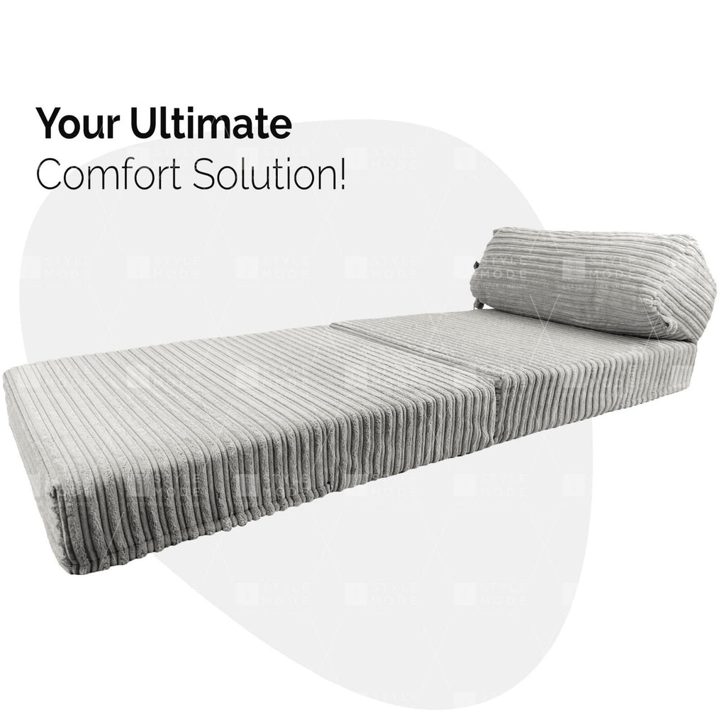 Single Chair Bed Sofa Z Bed Jumbo Cord Seat Foam Fold Out Guest Futon Kids
