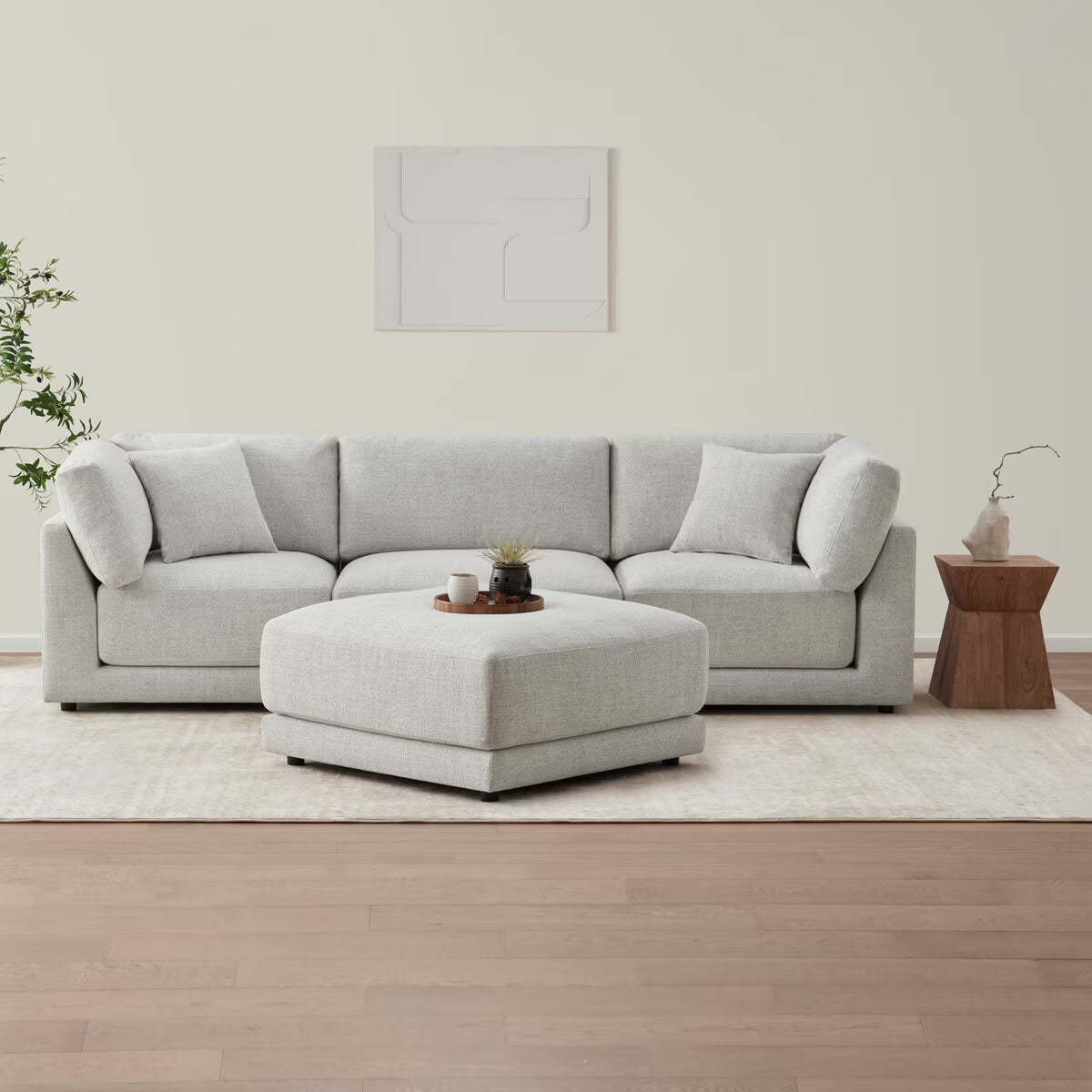 Dayna Grey Fabric 4 Piece Modular Sofa