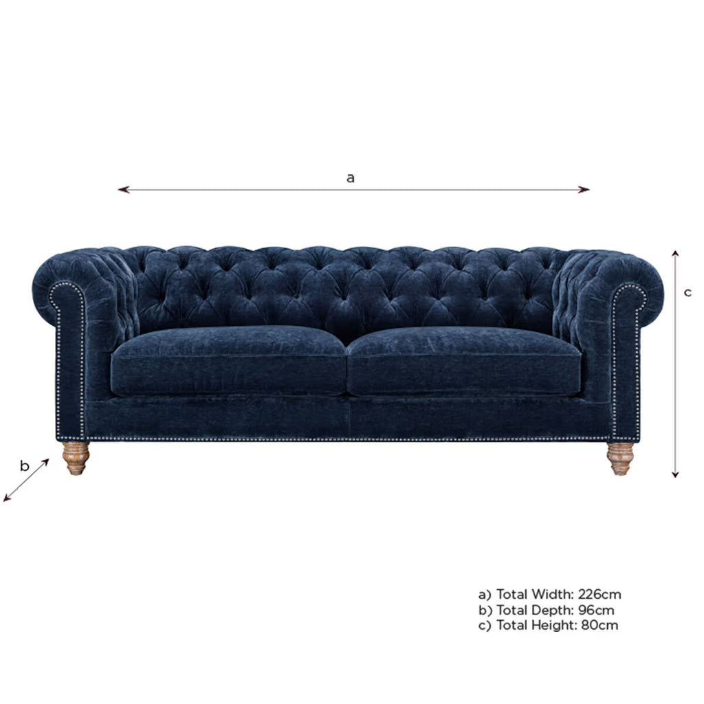 Allington 3 Seater Navy Fabric Chesterfield Sofa