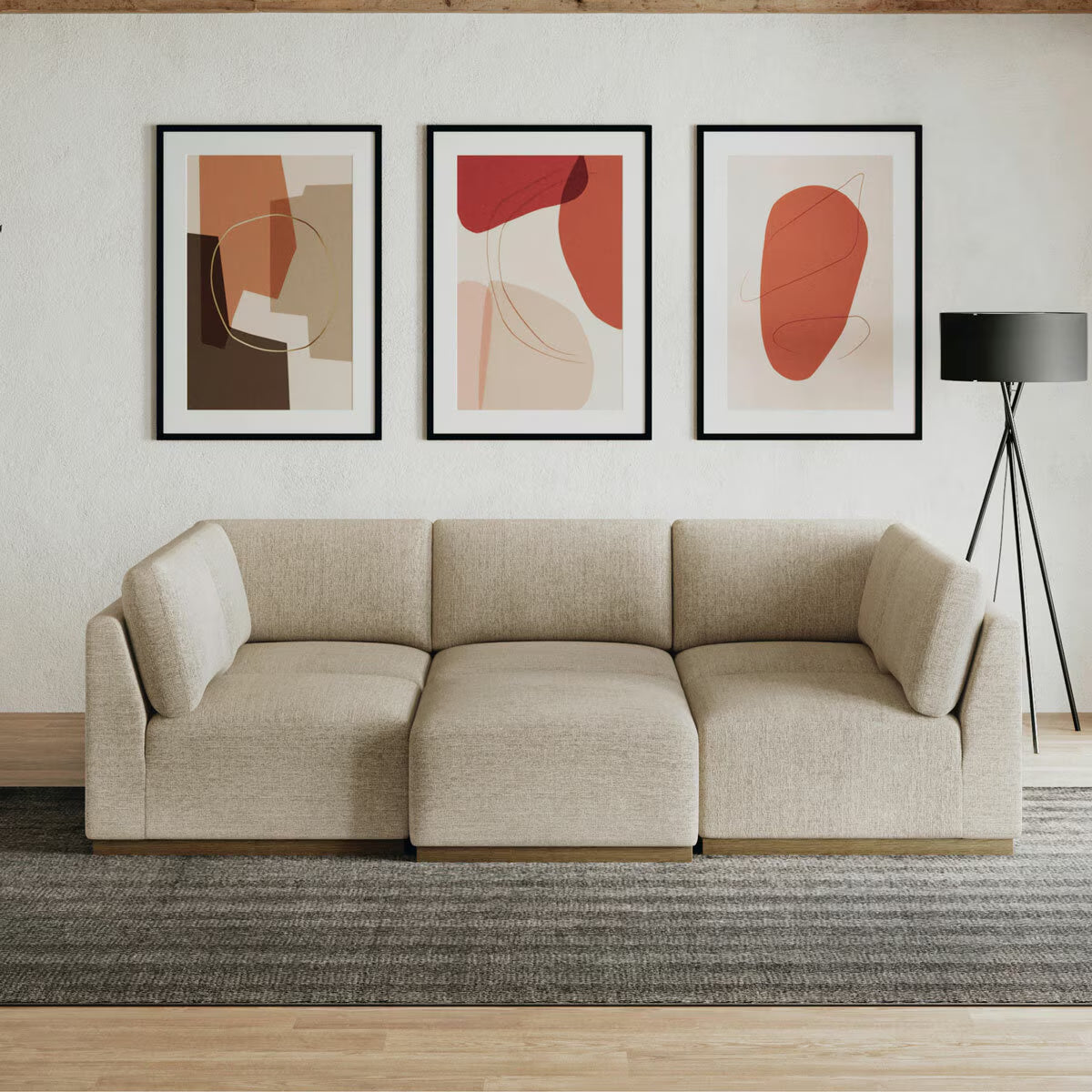 Murphy Taupe 6 Piece Modular Fabric Sofa