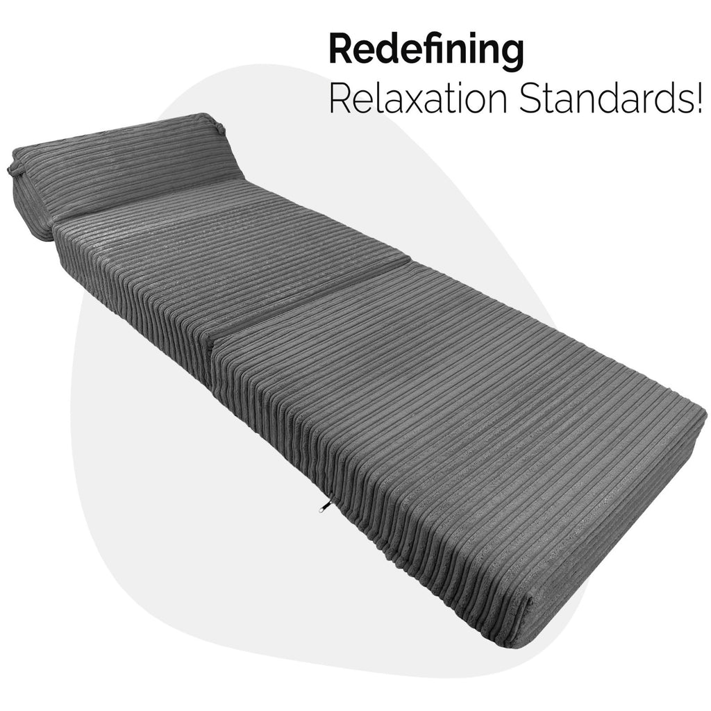 Single Chair Bed Sofa Z Bed Jumbo Cord Seat Foam Fold Out Guest Futon Kids