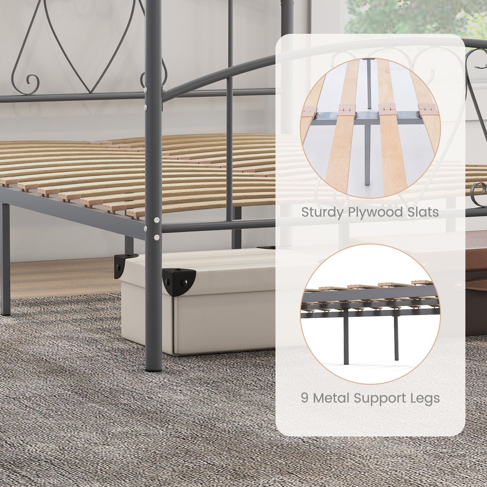 Double Size Metal Canopy Bed Frame