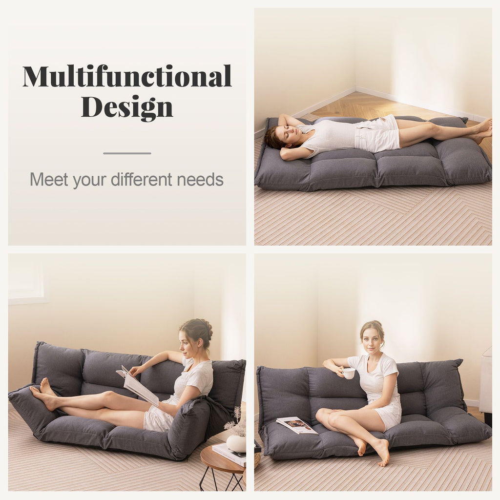 Floor Sofa Chair with 5-Postion Adjustable Backrest and Armrests