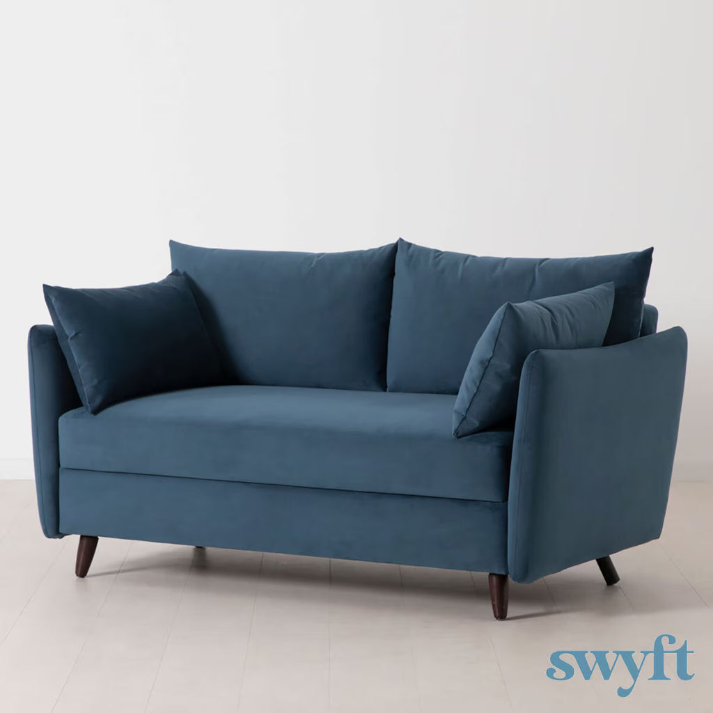 Model 08 Blue Velvet Double Sofa Bed