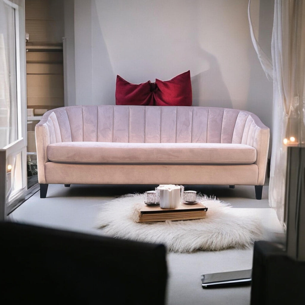 Pink Velvet Sofa 3 Seat Chairs Velvet Tub Chair Contemporary Living Room Accent