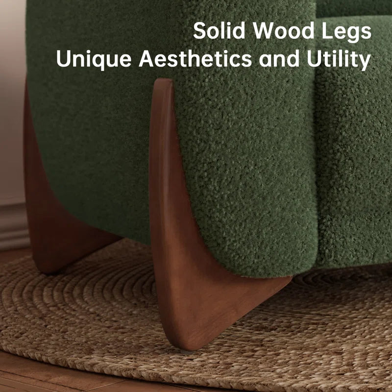 Cloud Sherpa Upholstered Sofa with Wood Wedge Legs