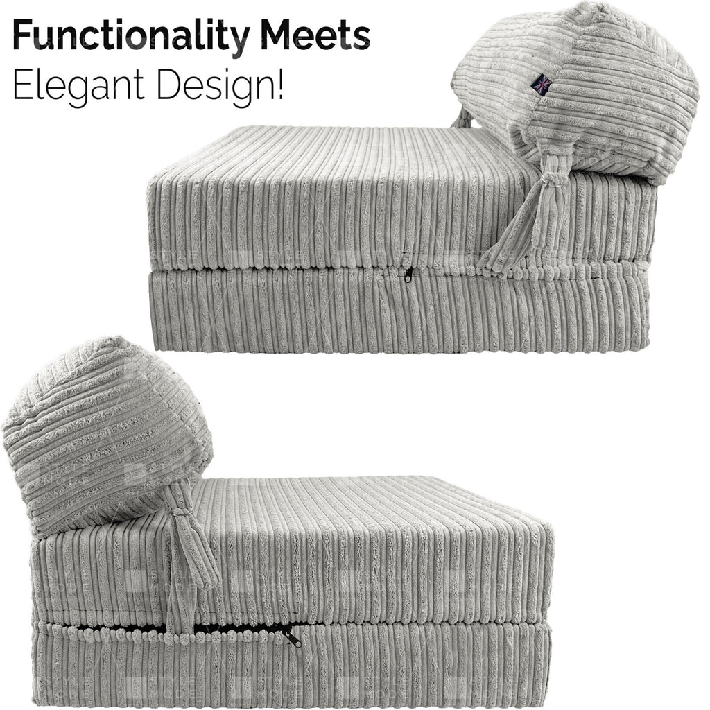 Single Chair Bed Sofa Z Bed Jumbo Cord Seat Foam Fold Out Guest Futon Kids