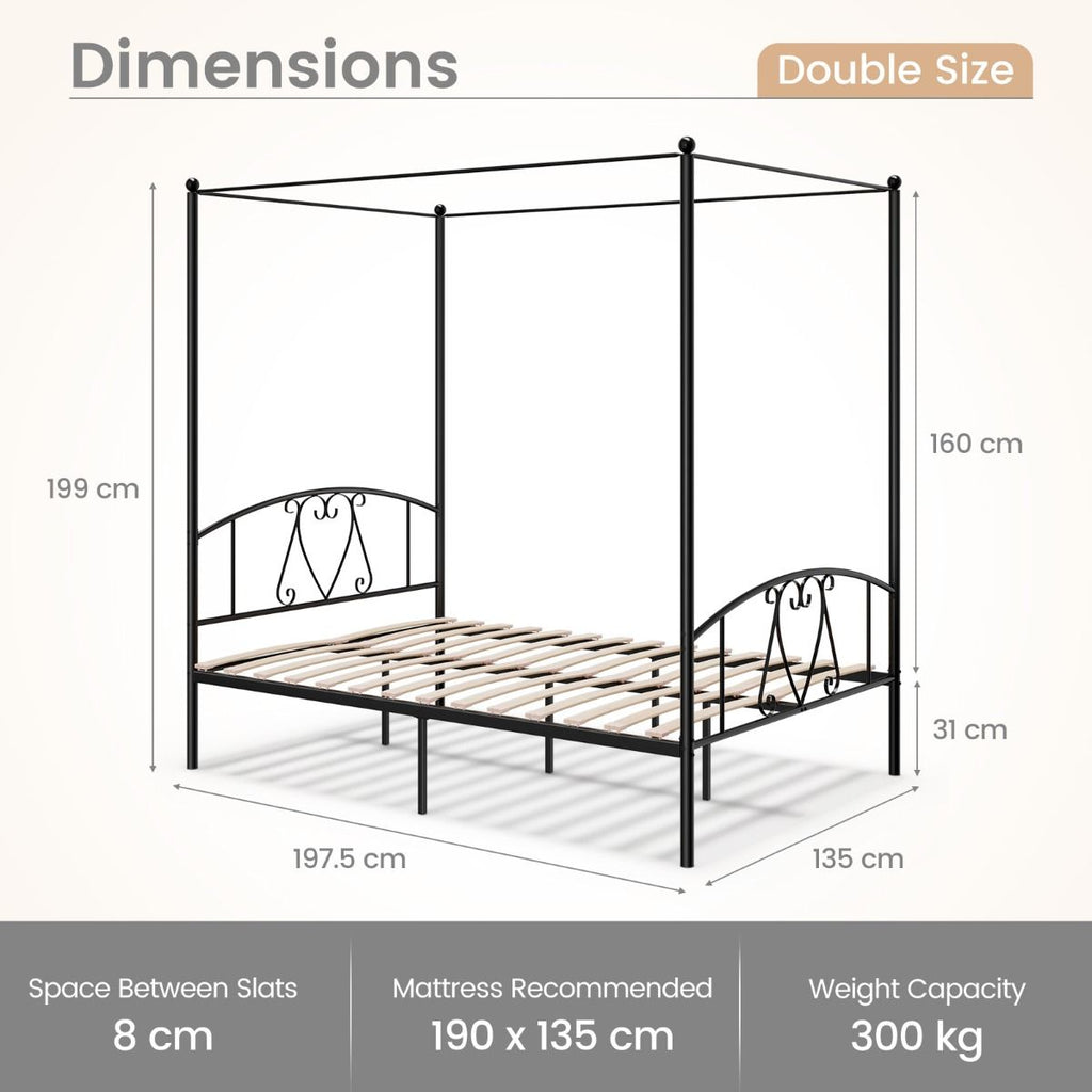 Double Size Metal Canopy Bed Frame