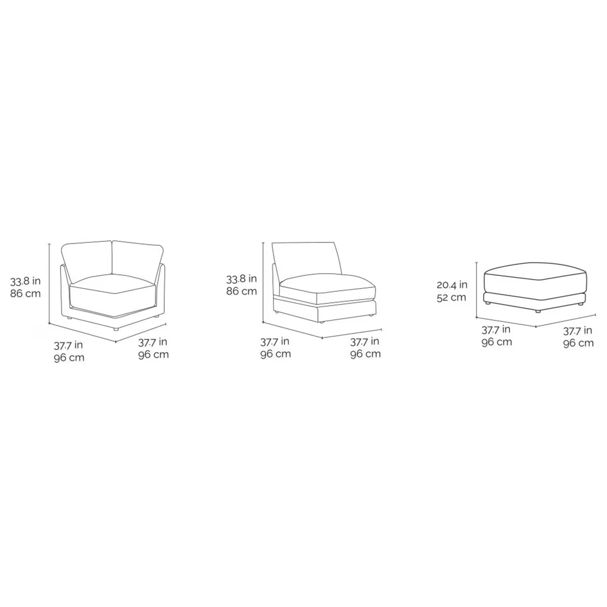 Dayna Grey Fabric 8 Piece Modular Sofa
