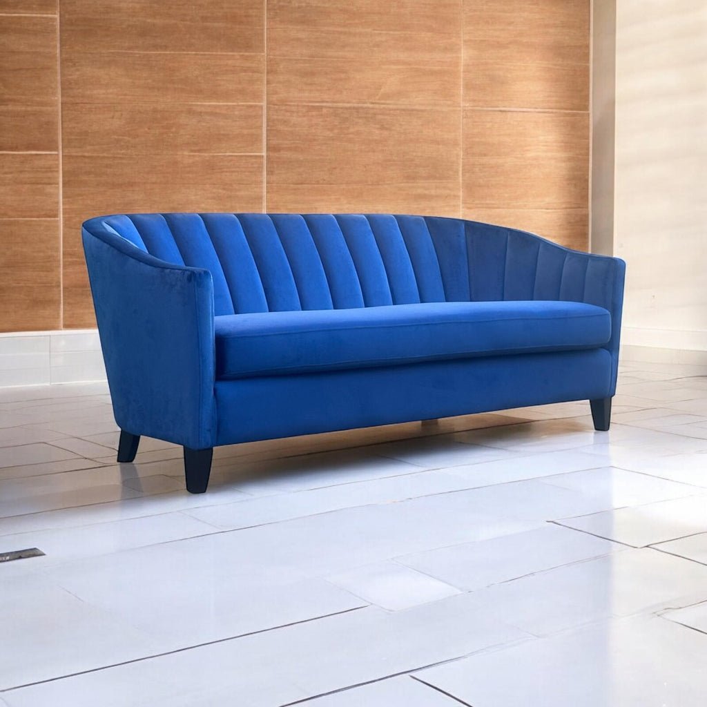 Blue Velvet Sofa 3 Seat Accent Chair Velvet Tub Chair Contemporary Living Room