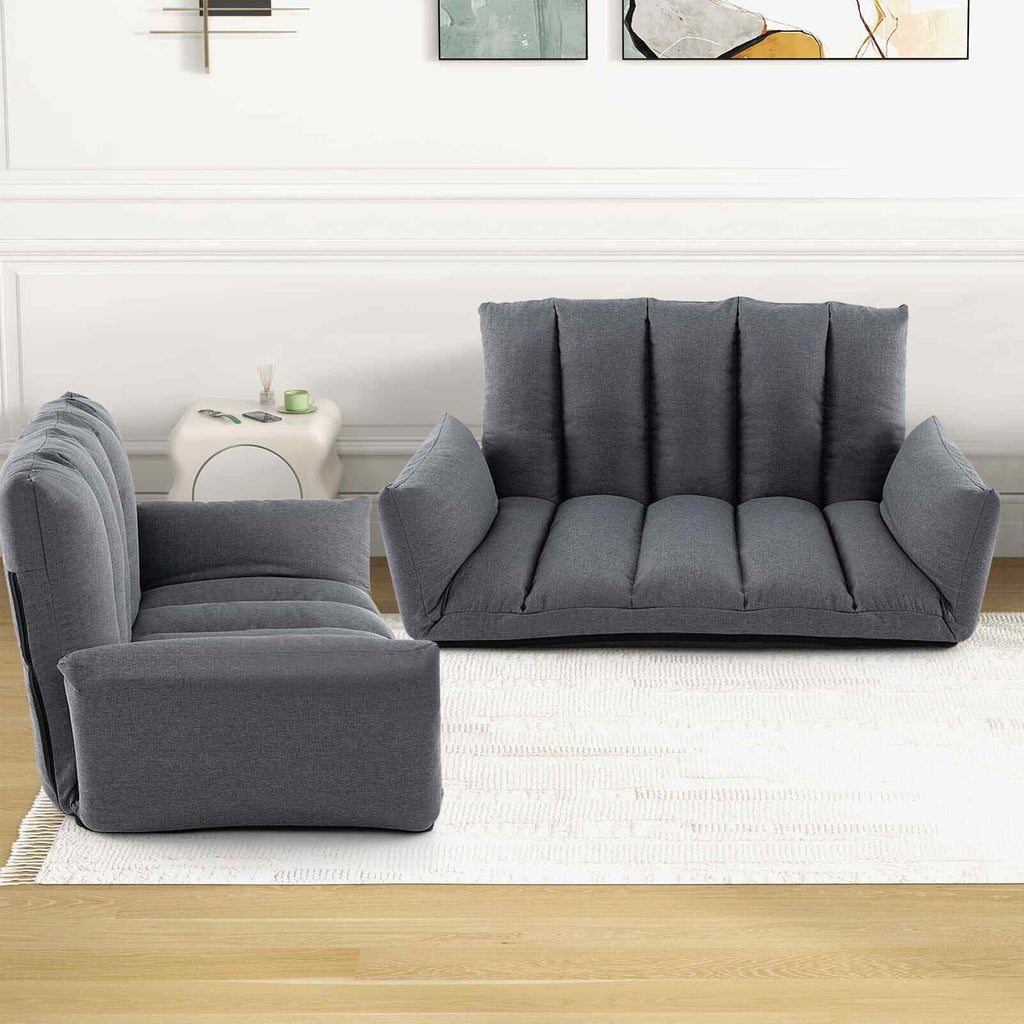 COSTWAY Foldable Floor Sofa Upholstered Recliner Chair W/Adjustable Backrest