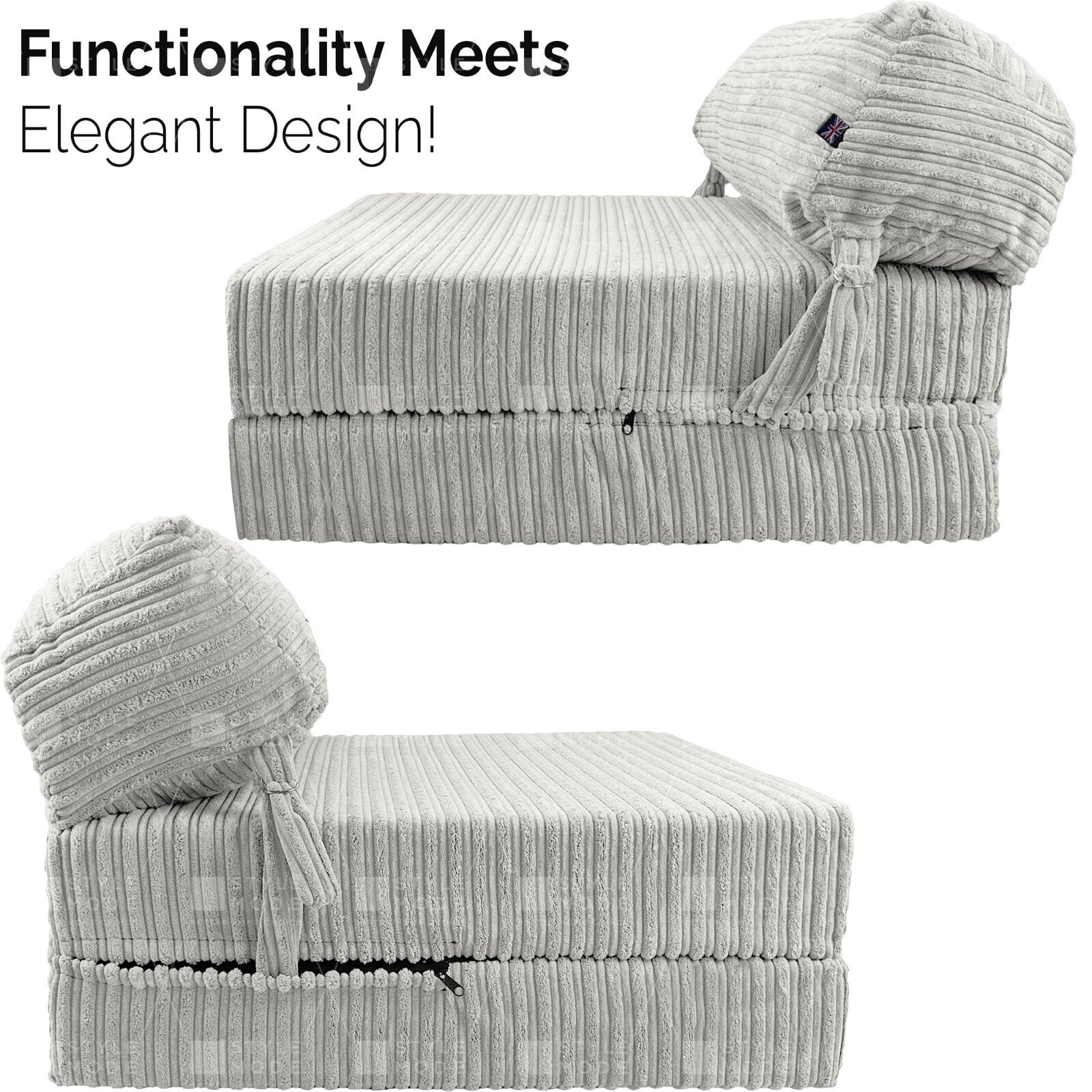 Single Chair Bed Sofa Z Bed Jumbo Cord Seat Foam Fold Out Guest Futon Kids