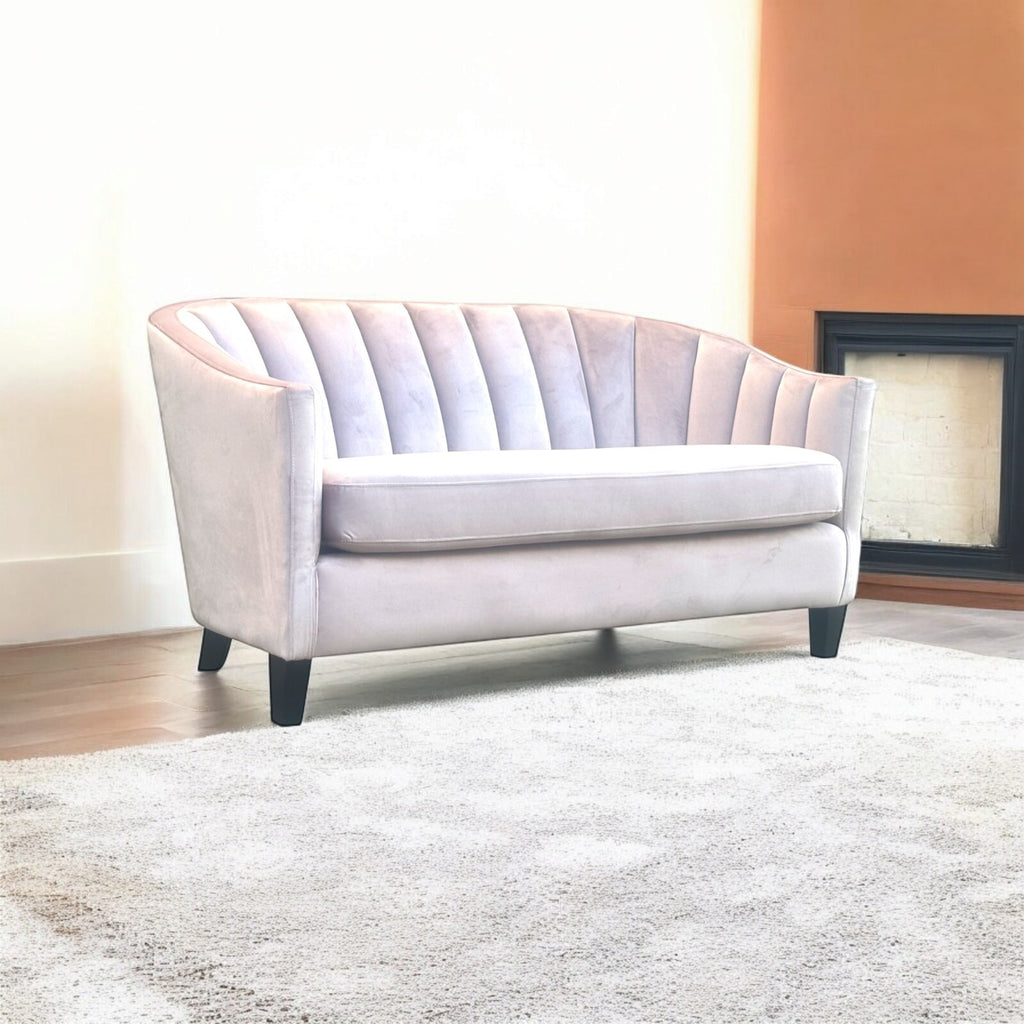 Pink Velvet Accent 2 Seat Chairs Velvet Tub Chair Contemporary Living Room Sofa