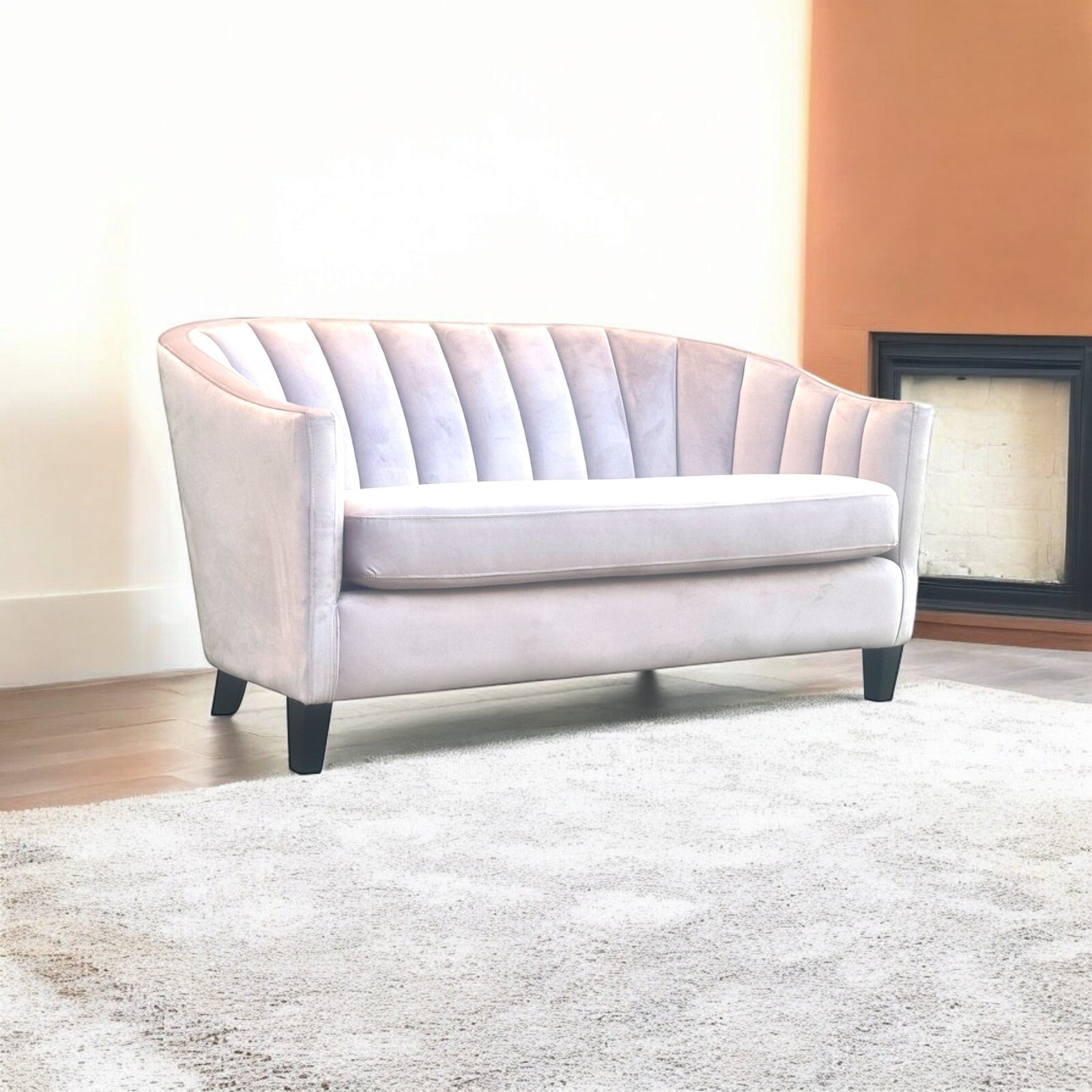 Pink Velvet Accent 2 Seat Chairs Velvet Tub Chair Contemporary Living Room Sofa