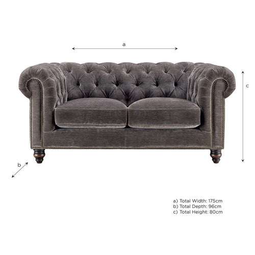 Allington 2 Seater Grey Fabric Chesterfield Sofa
