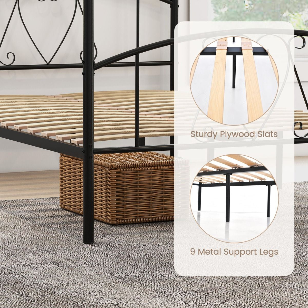 Double Size Metal Canopy Bed Frame