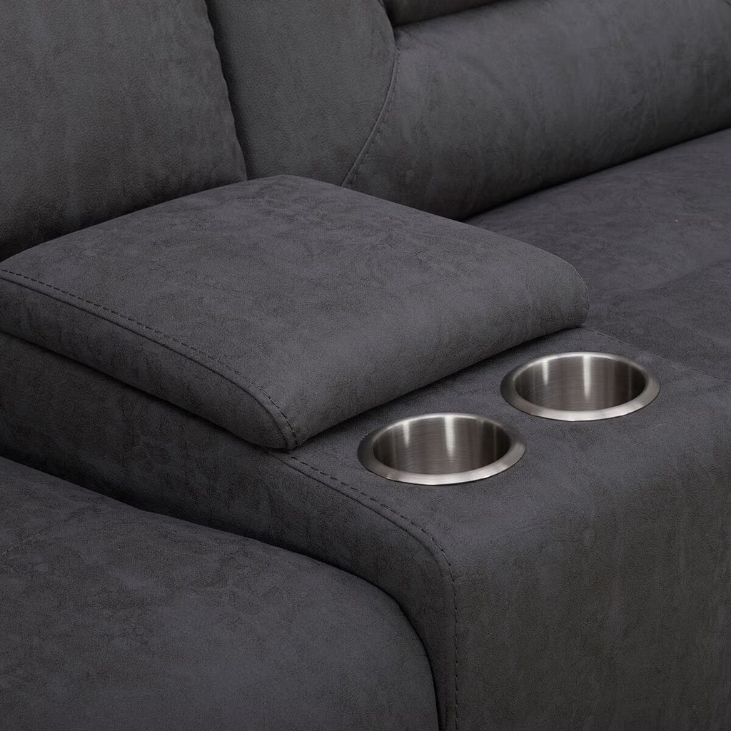 Justin Grey Fabric Power Reclining Sectional Sofa
