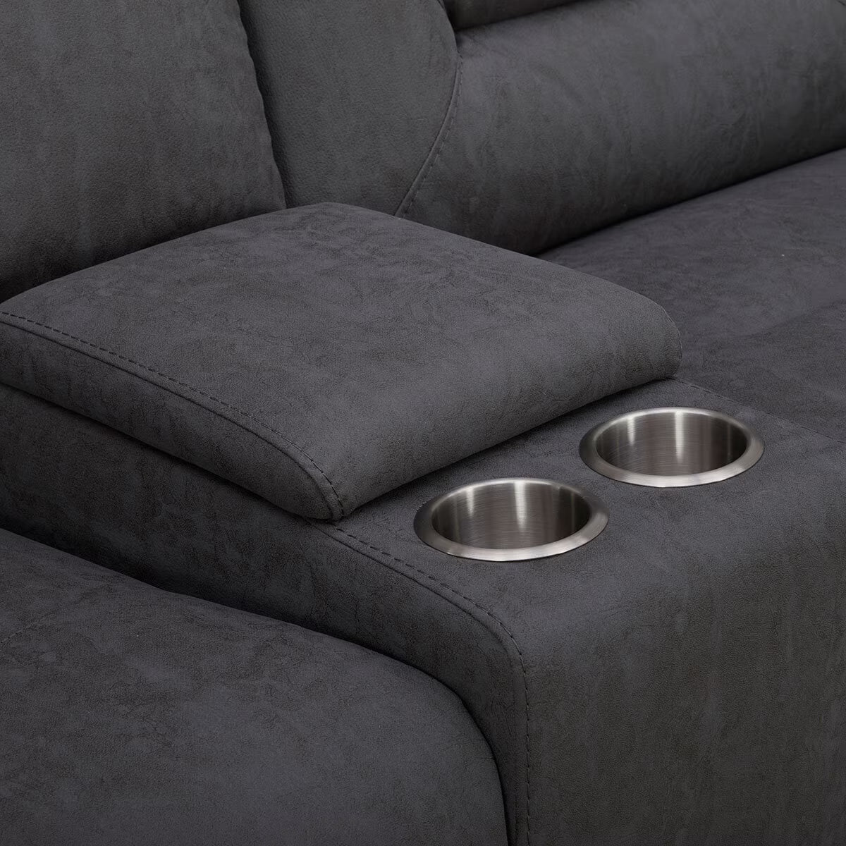 Justin Grey Fabric Power Reclining Sectional Sofa