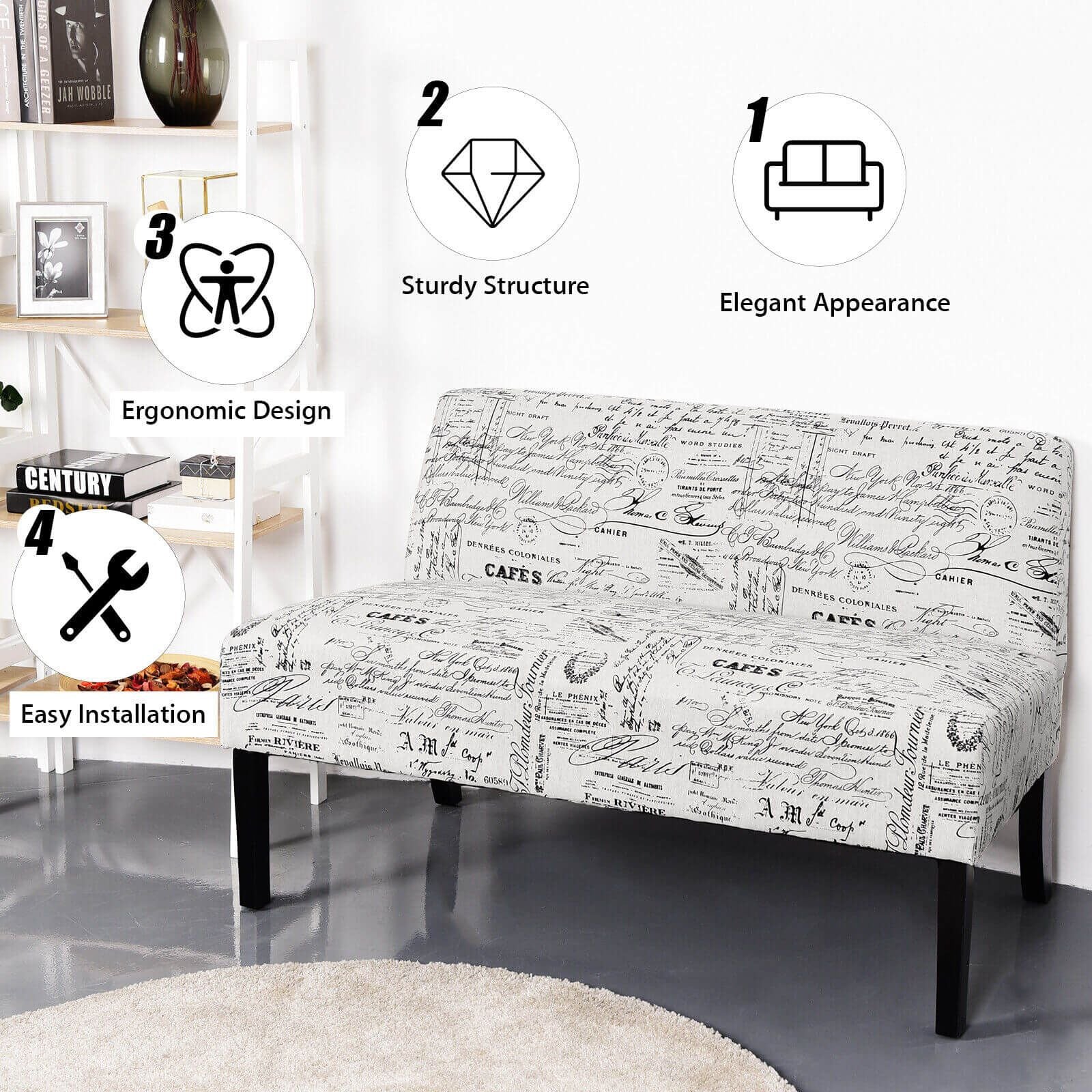 Modern Fabric Upholstered 2 Seater Sofa
